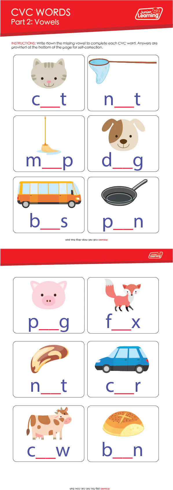 CVC Words Printables Teacher Direct